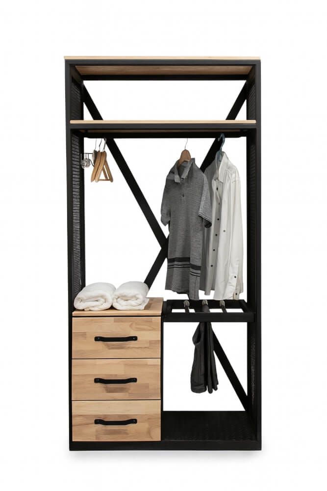 ตู้เสื้อผ้า THE WILD FURNITURE รุ่น AMBER 100*45*200 ซม. สีไม้ธรรมชาติ/ดำ_1